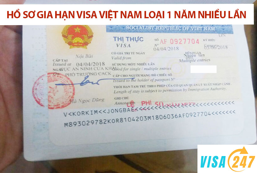 Gia hạn visa Việt Nam loại 1 năm nhiều lần