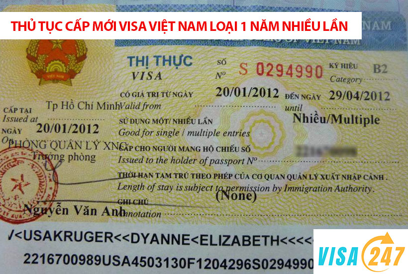 Thủ tục cấp mới visa Việt Nam loại 1 năm nhiều lần